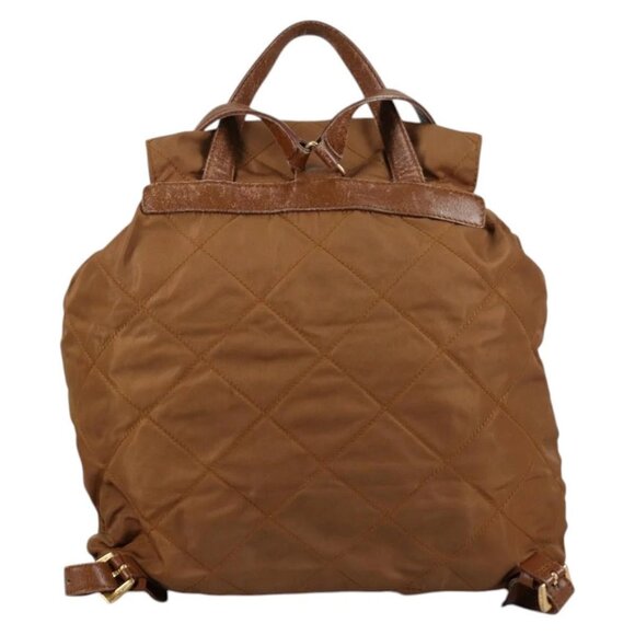 PRADA Backpack Nylon Brown Gold Auth yk18648 main image 13
